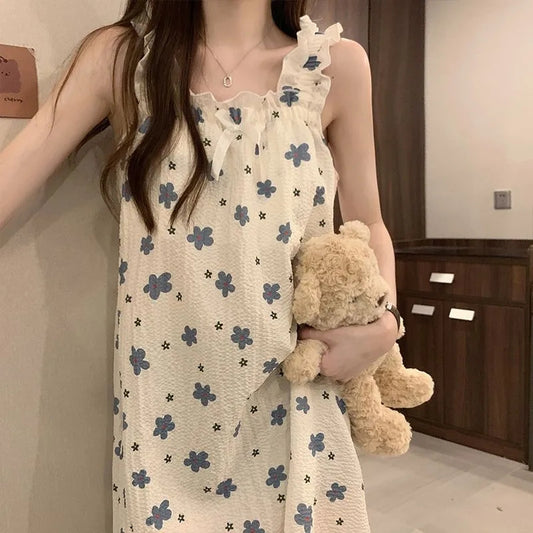 Blue Floral Nightgown