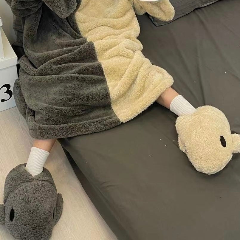 Fluffy Sharky Playful Pajama & Slippers