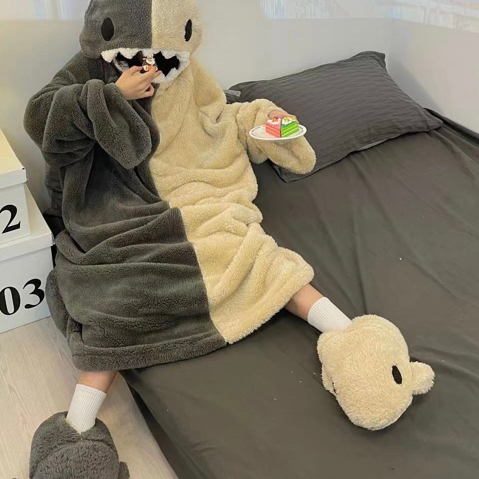 Fluffy Sharky Playful Pajama & Slippers