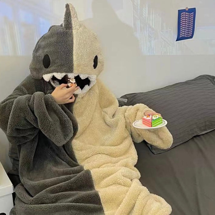 Fluffy Sharky Playful Pajama & Slippers