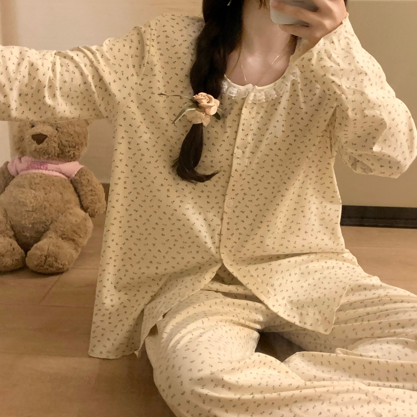 Blue Petal Pajama Set