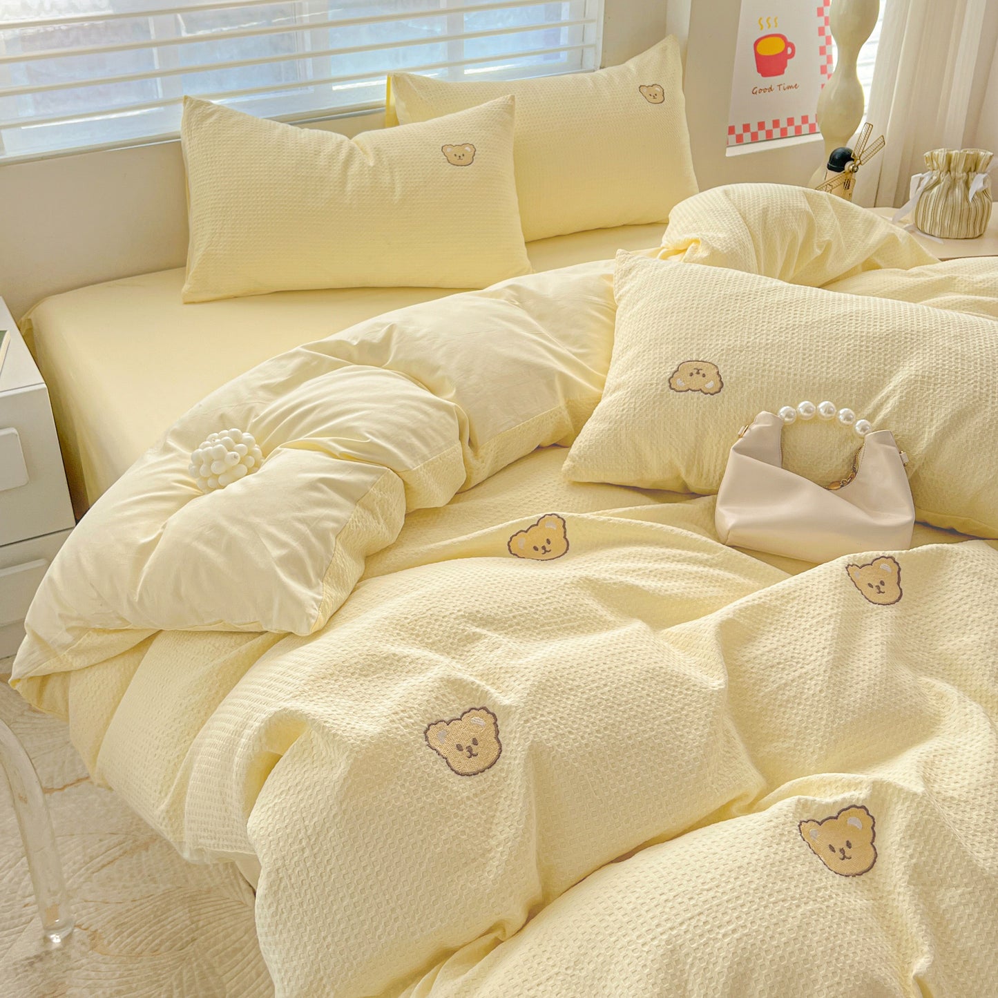 Teddy Waffle Bedding Set