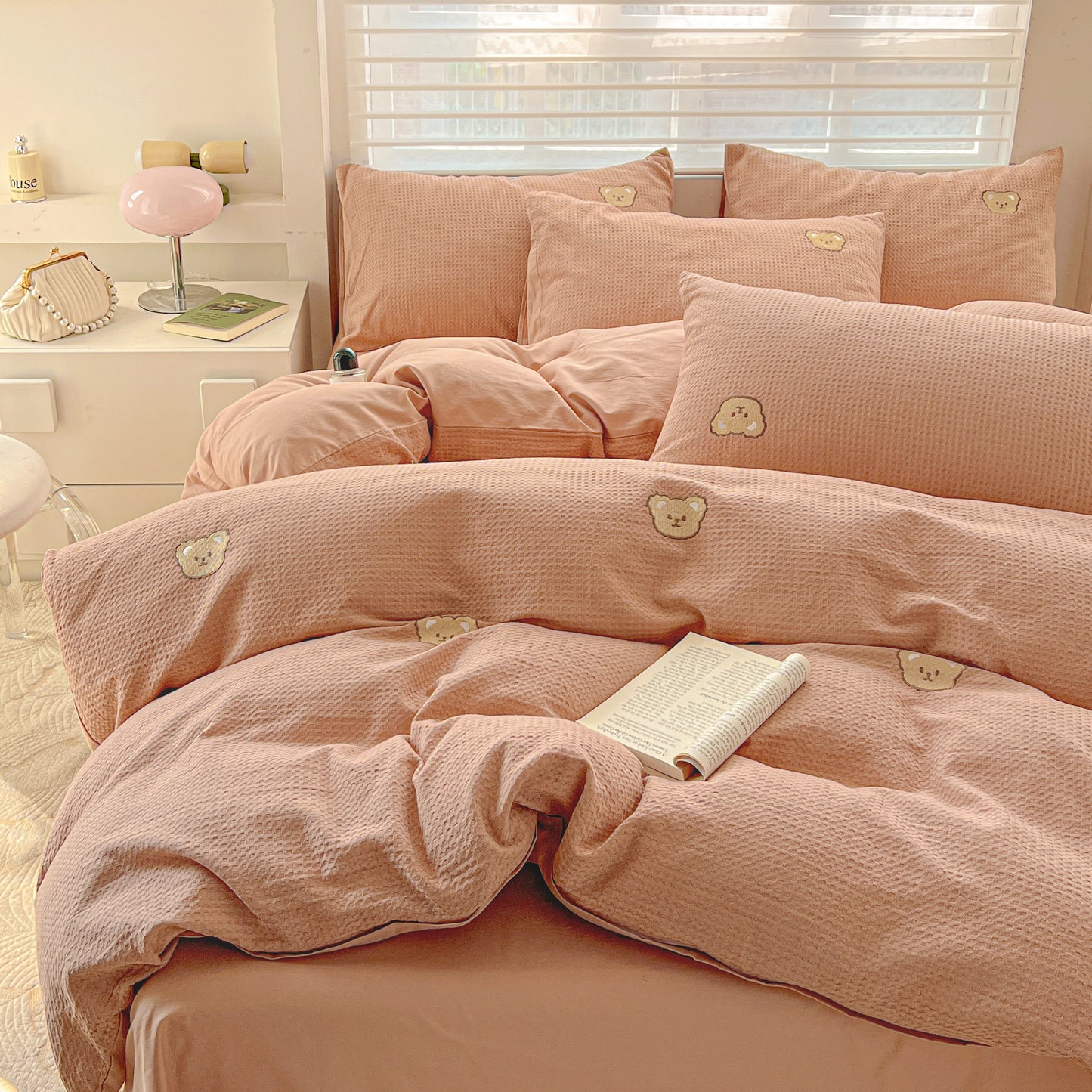 Teddy Waffle Bedding Set