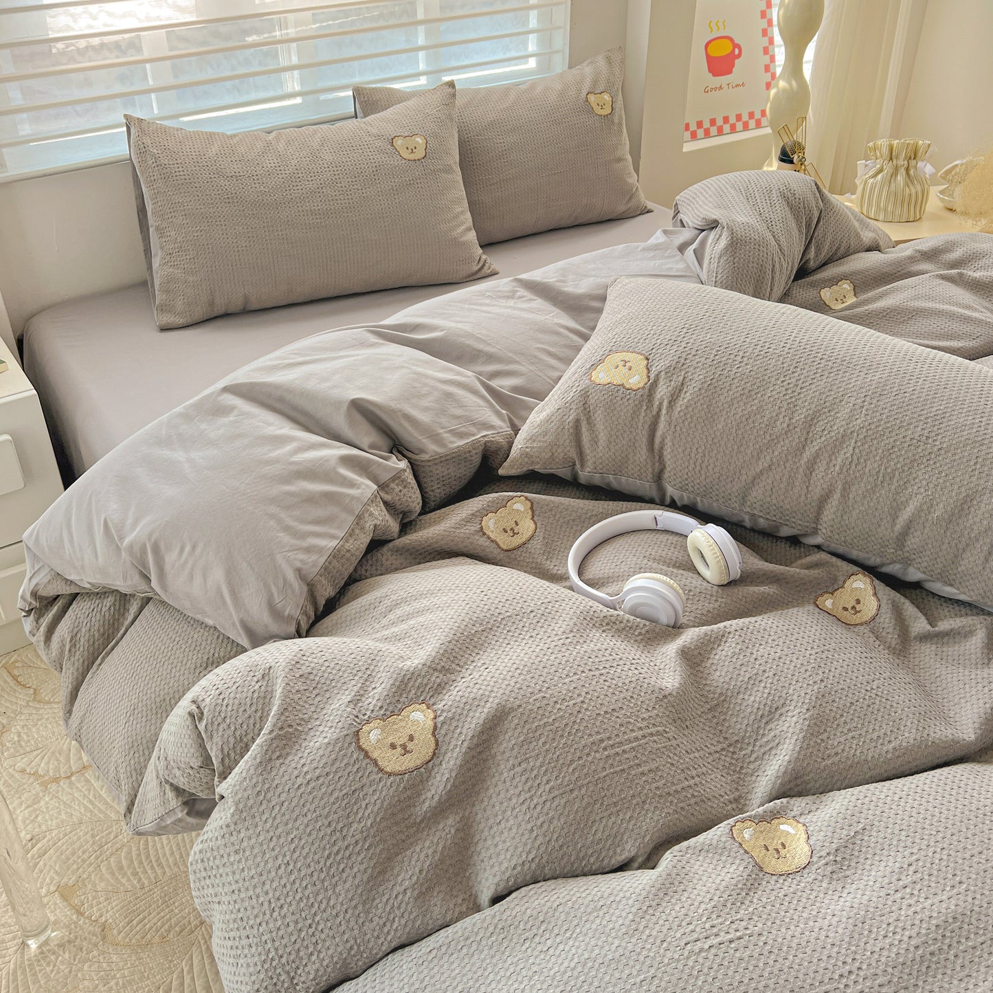 Teddy Waffle Bedding Set