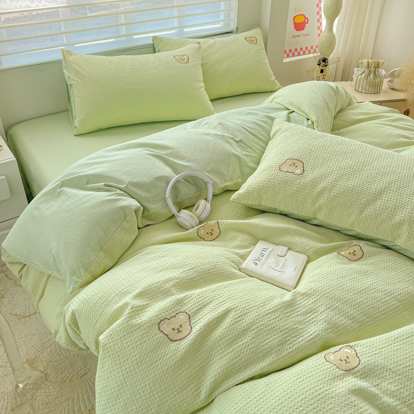 Teddy Waffle Bedding Set