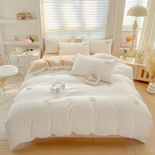 Teddy Waffle Bedding Set