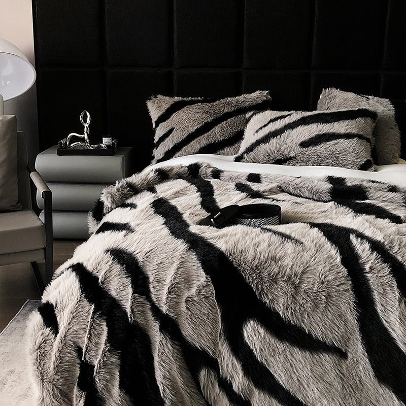 Zebra Faux Fur Blanket