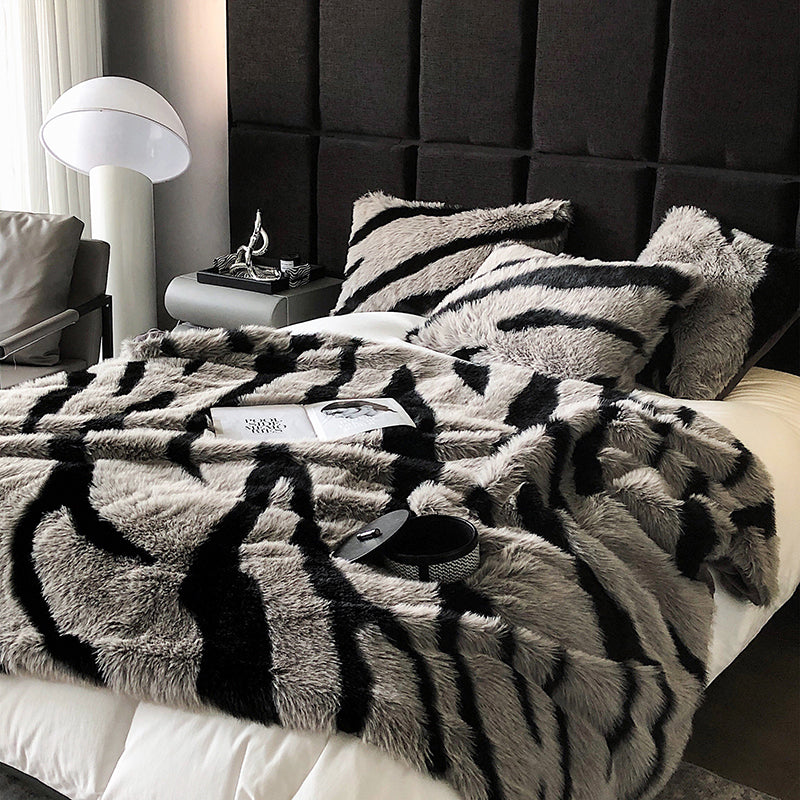 Zebra Faux Fur Blanket