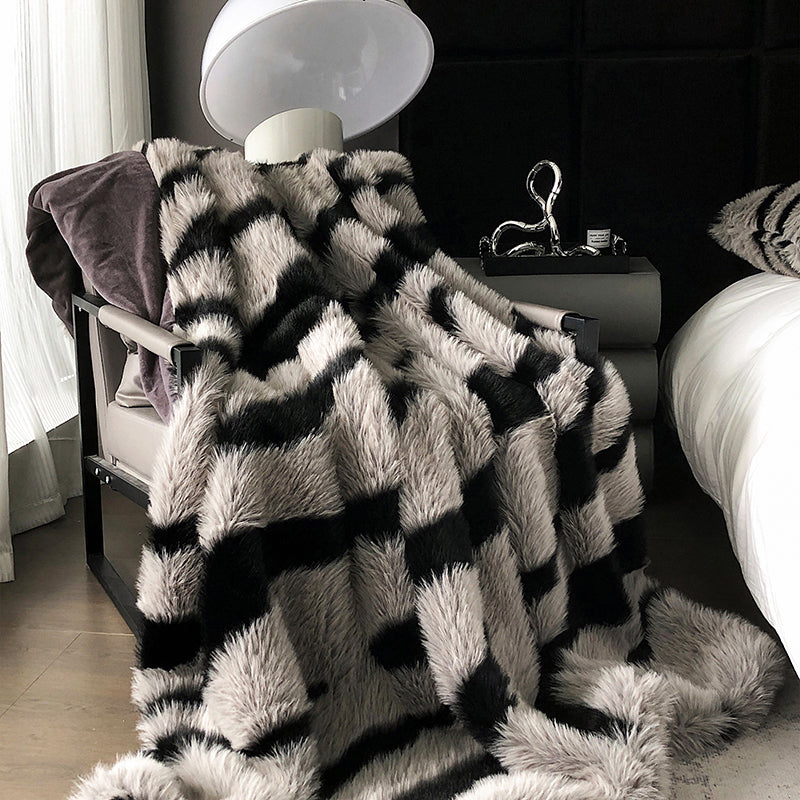 Zebra Faux Fur Blanket