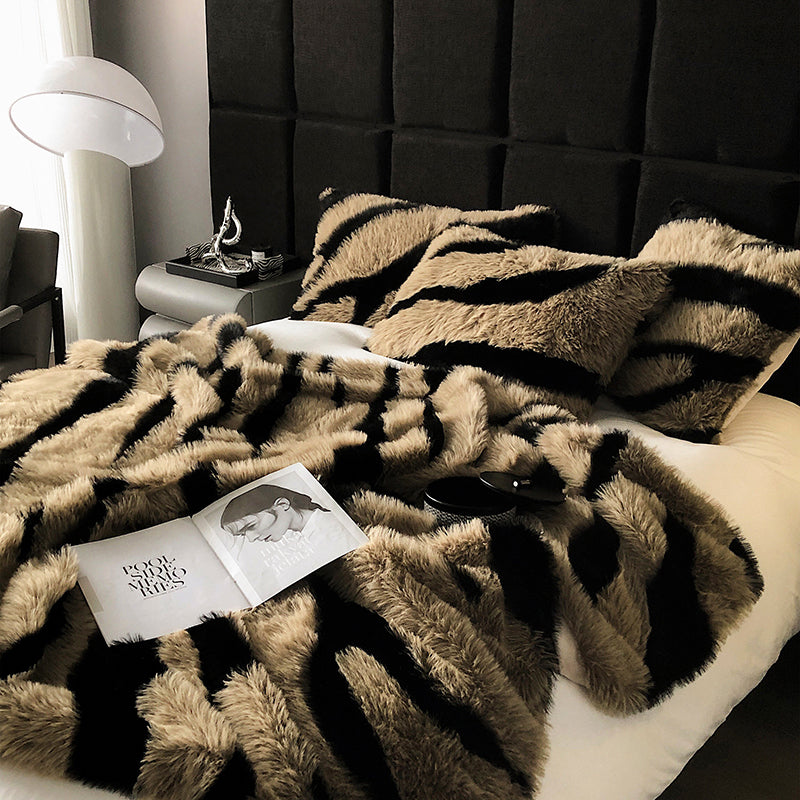 Zebra Faux Fur Blanket