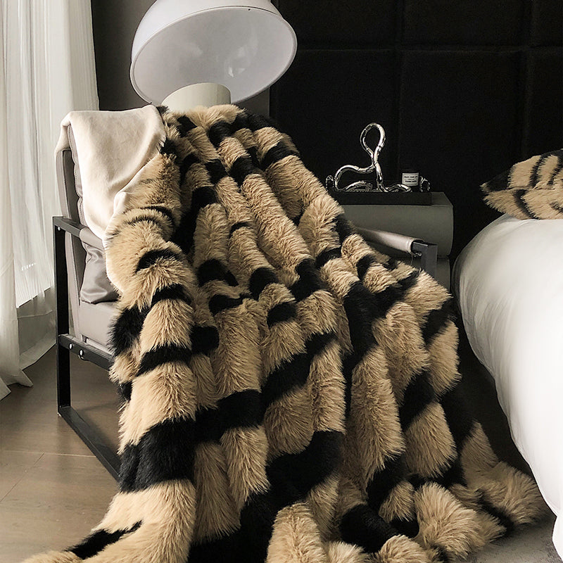 Zebra Faux Fur Blanket