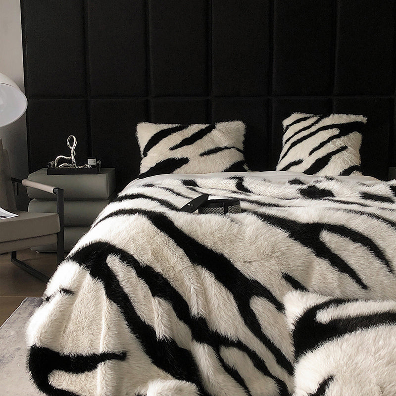 Zebra Faux Fur Blanket