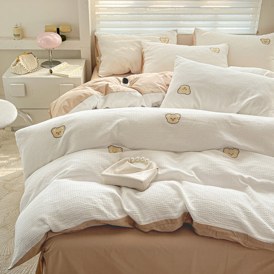 Teddy Waffle Bedding Set