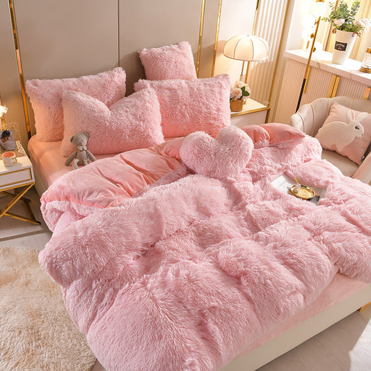 Nordic Pure Color Plush Bedding Set