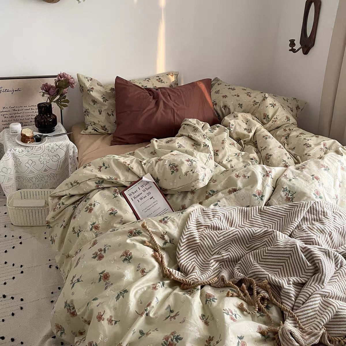 Korean Retro Floral Bedding Set