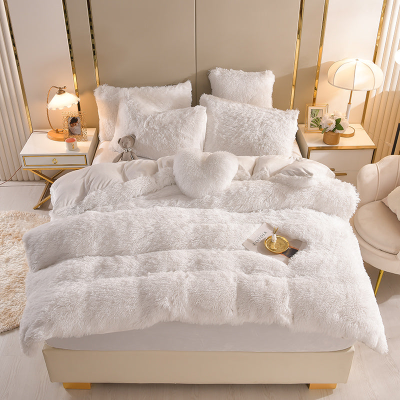 Nordic Pure Color Plush Bedding Set