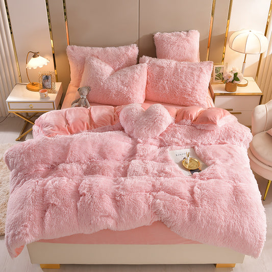 Nordic Pure Color Plush Bedding Set