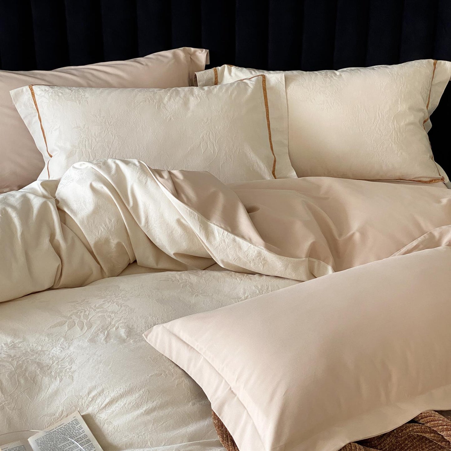 Yarn-Dyed Jacquard Brushed Cotton Bedding Set - White Tea Mist - image 1