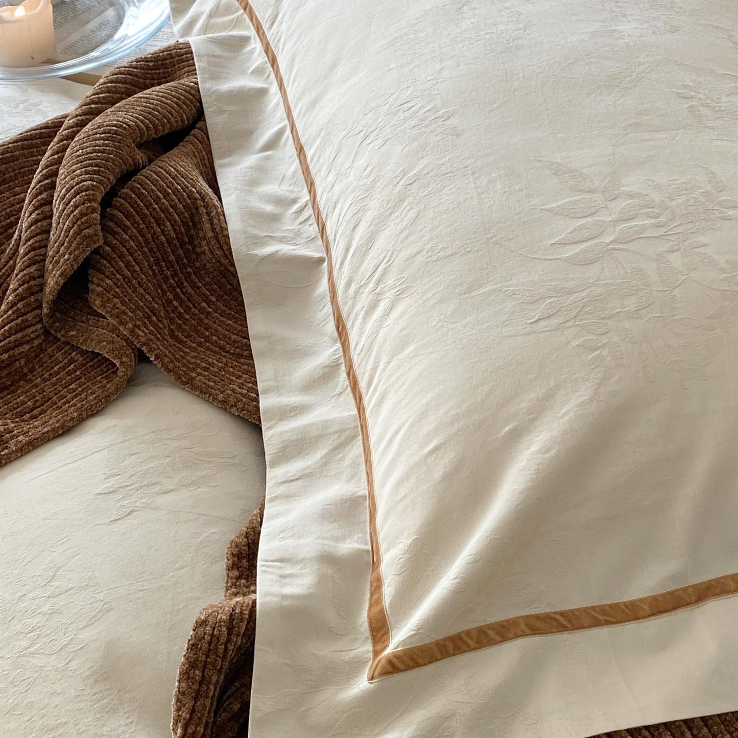 Yarn-Dyed Jacquard Brushed Cotton Bedding Set - White Tea Mist - image 4
