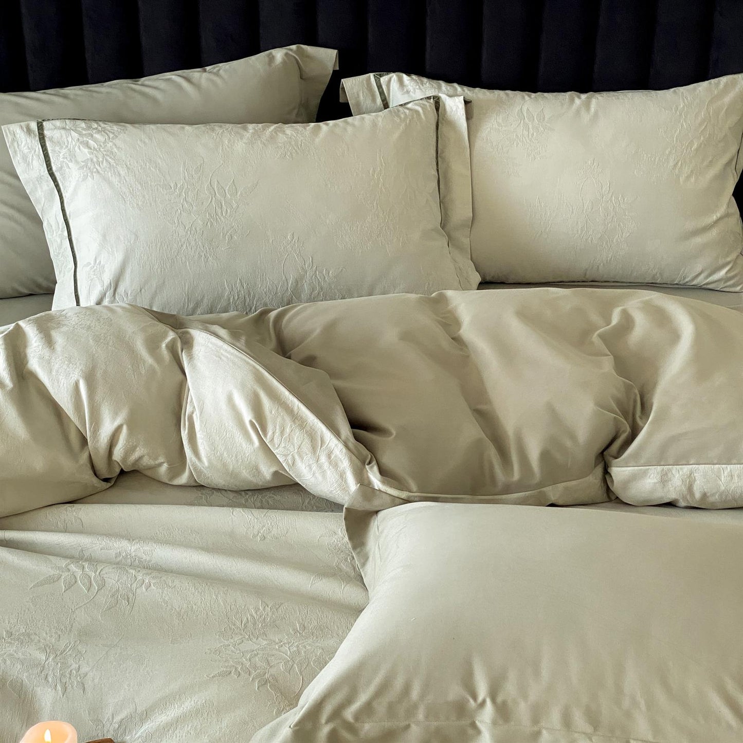 Yarn-Dyed Jacquard Brushed Cotton Bedding Set - Sage Haze - image 1