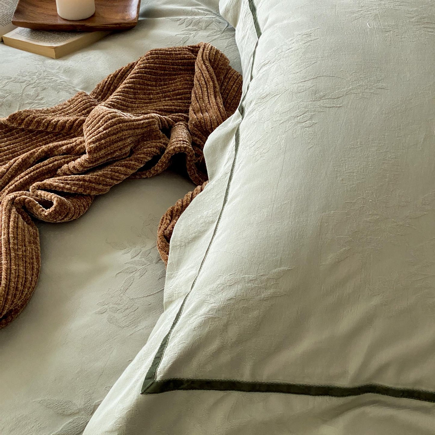 Yarn-Dyed Jacquard Brushed Cotton Bedding Set - Sage Haze - image 4