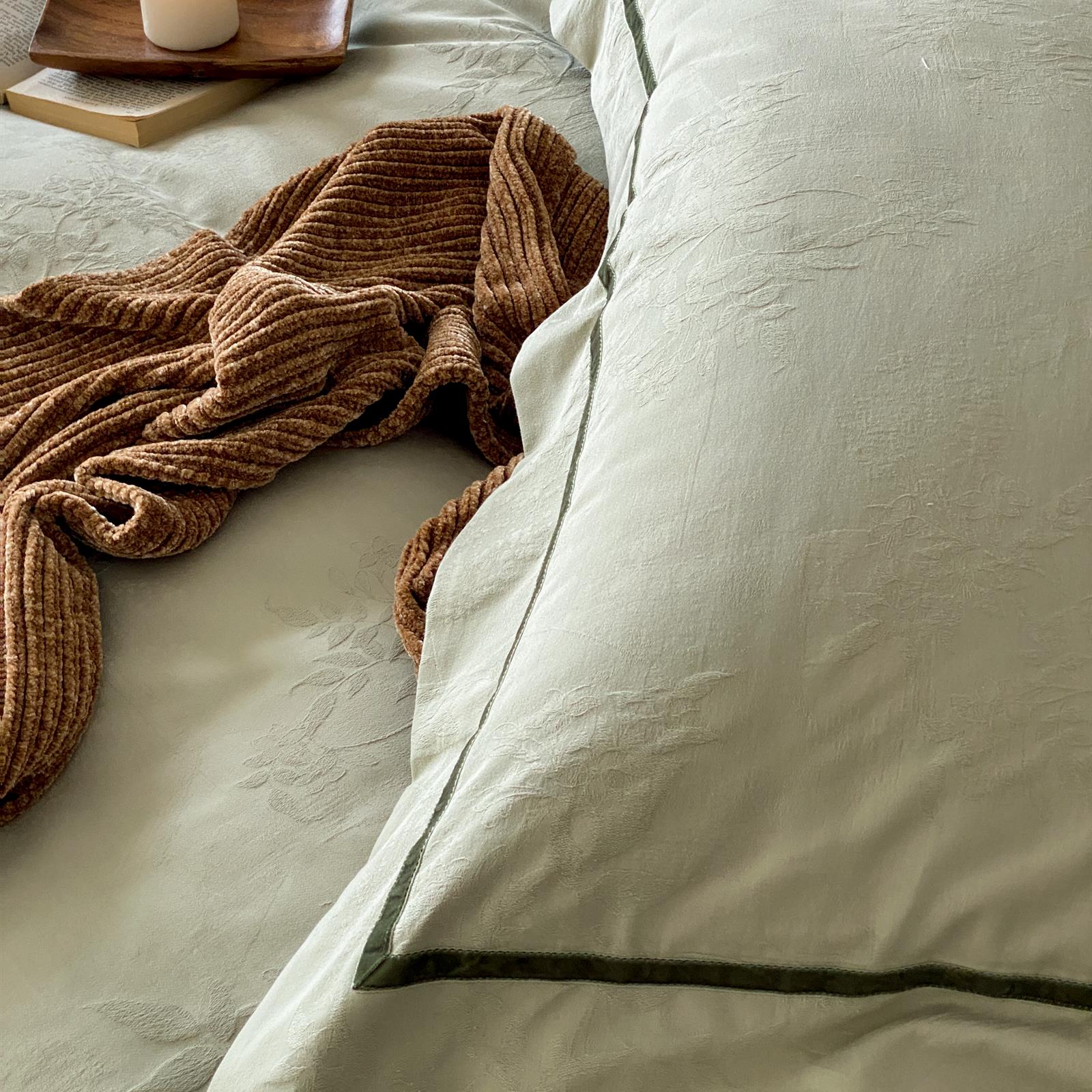 Yarn-Dyed Jacquard Brushed Cotton Bedding Set - Sage Haze - image 4