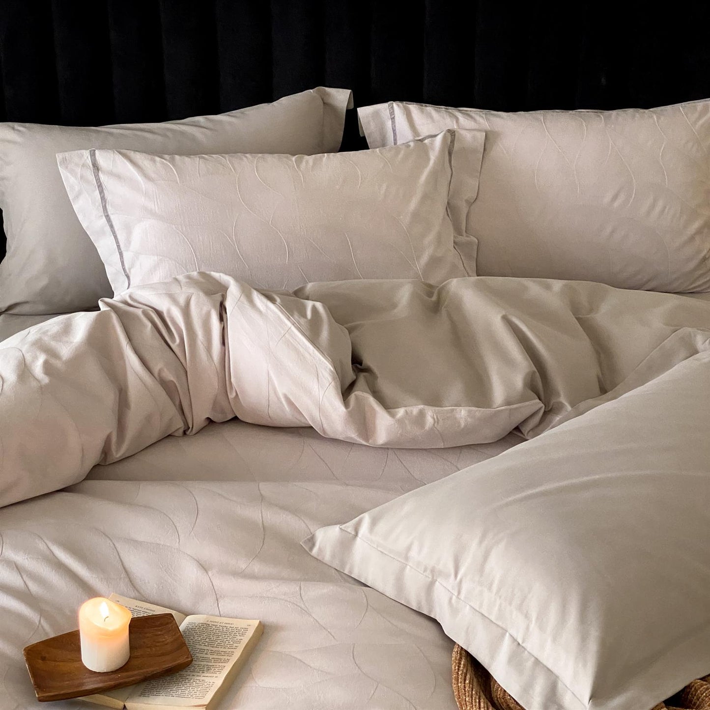Yarn-Dyed Jacquard Brushed Cotton Bedding Set - Agarwood Taupe - image 1
