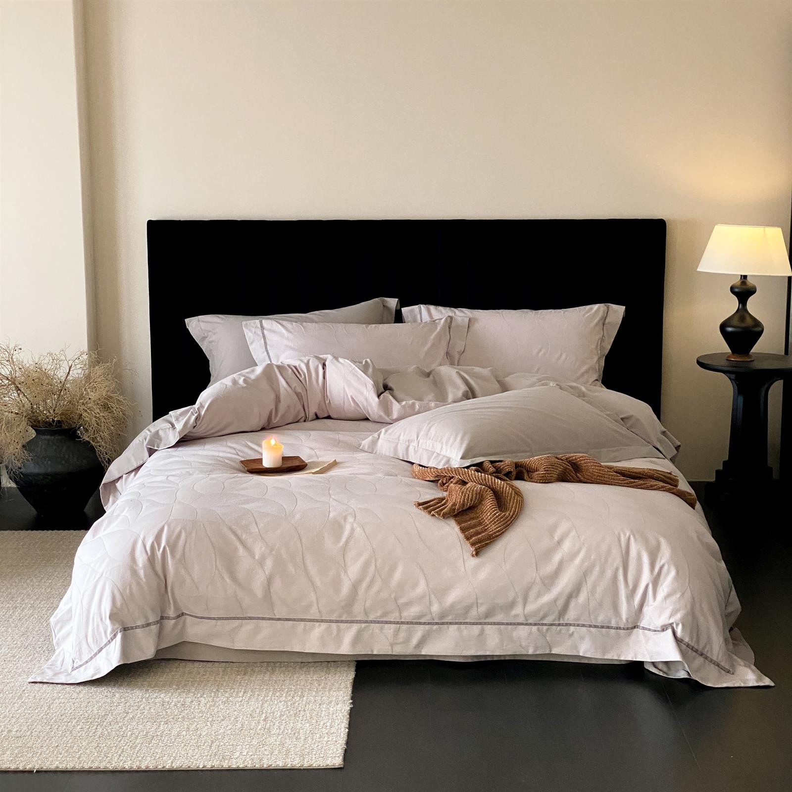 Yarn-Dyed Jacquard Brushed Cotton Bedding Set - Agarwood Taupe - image 2