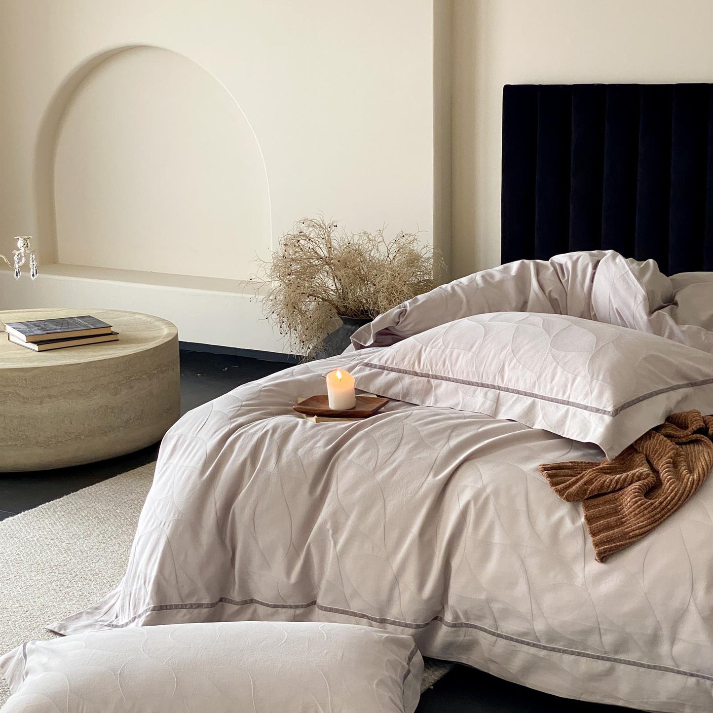 Yarn-Dyed Jacquard Brushed Cotton Bedding Set - Agarwood Taupe - image 3