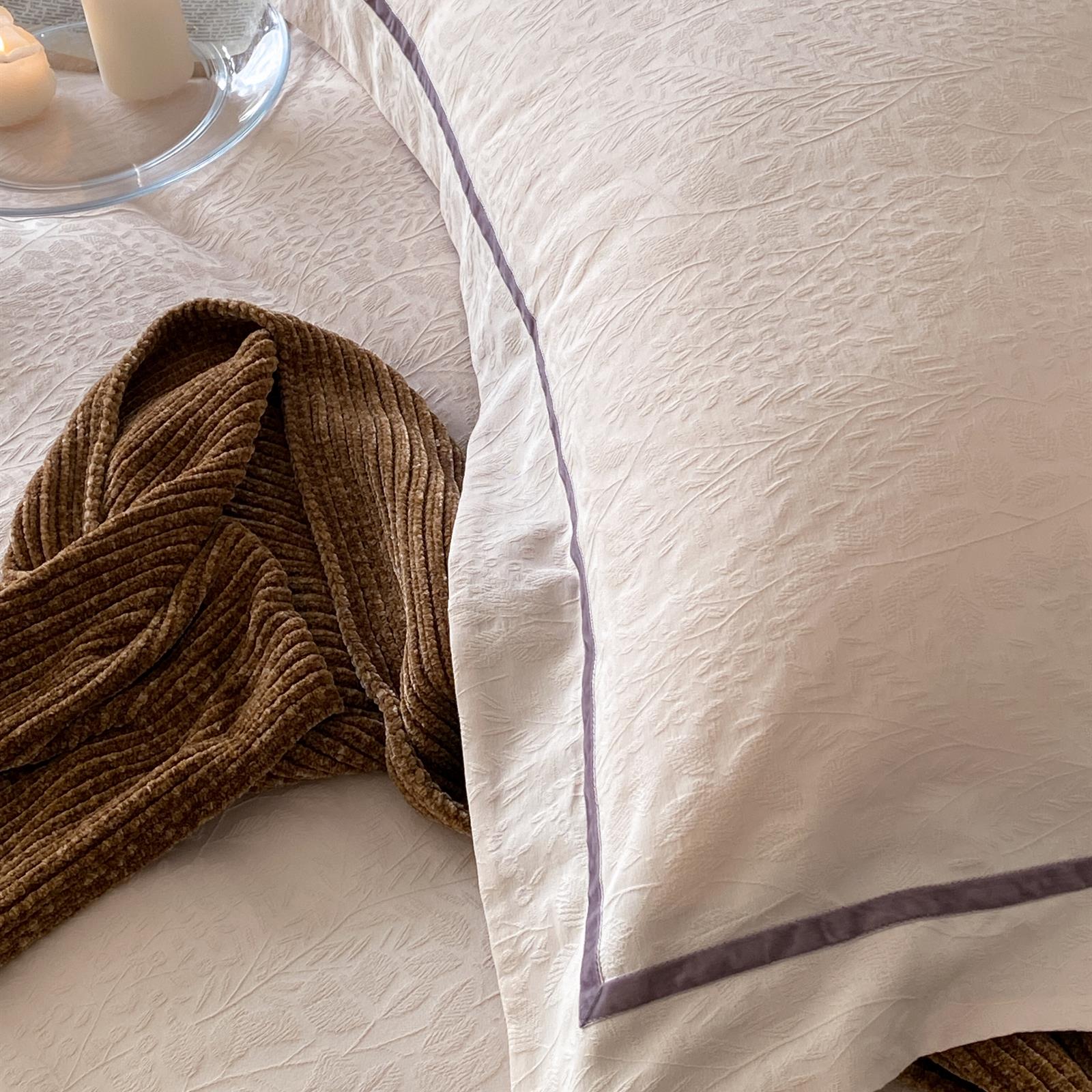 Yarn-Dyed Jacquard Brushed Cotton Bedding Set - Blush Mauve - image 4