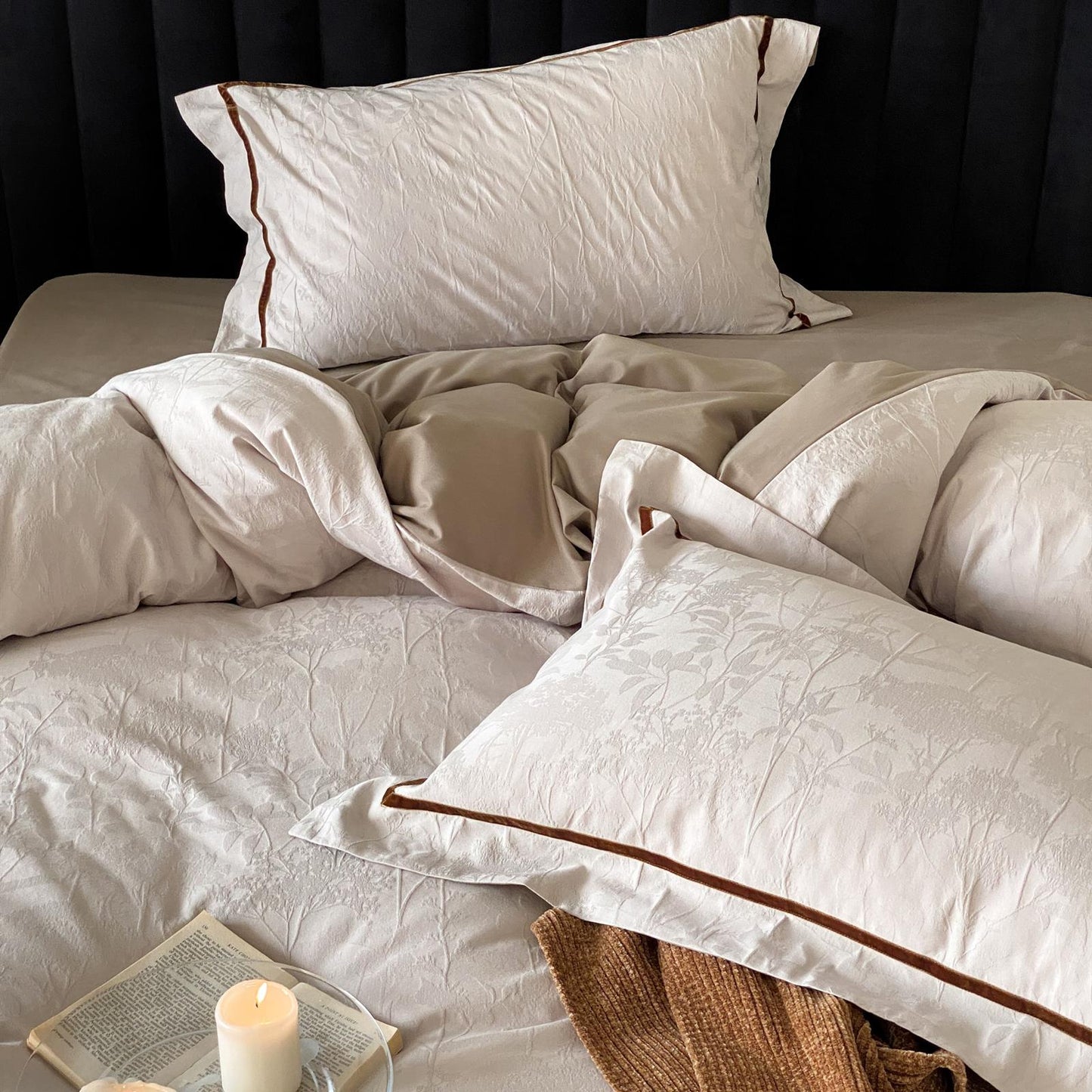 Yarn-Dyed Jacquard Brushed Cotton Bedding Set - Cedarwood Haze - image 1