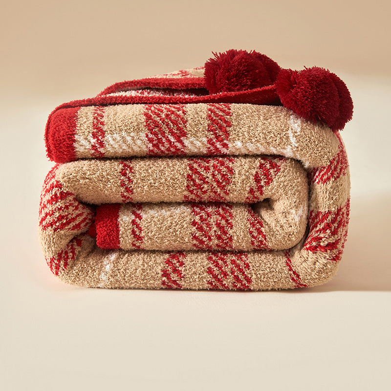 Chroma Plush Velvet Blanket - Cottage Red - 5