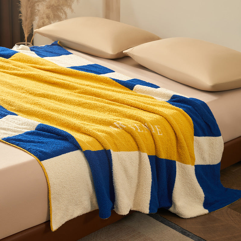 Solen Story Plush Velvet Blanket - Honey Check - 3