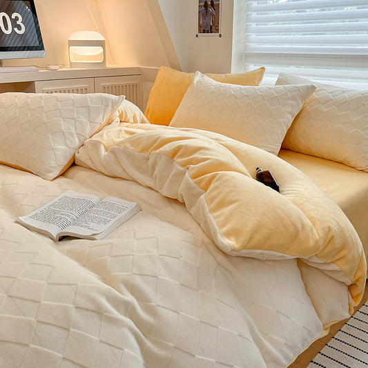 Embossed Milk Velvet Bedding Set