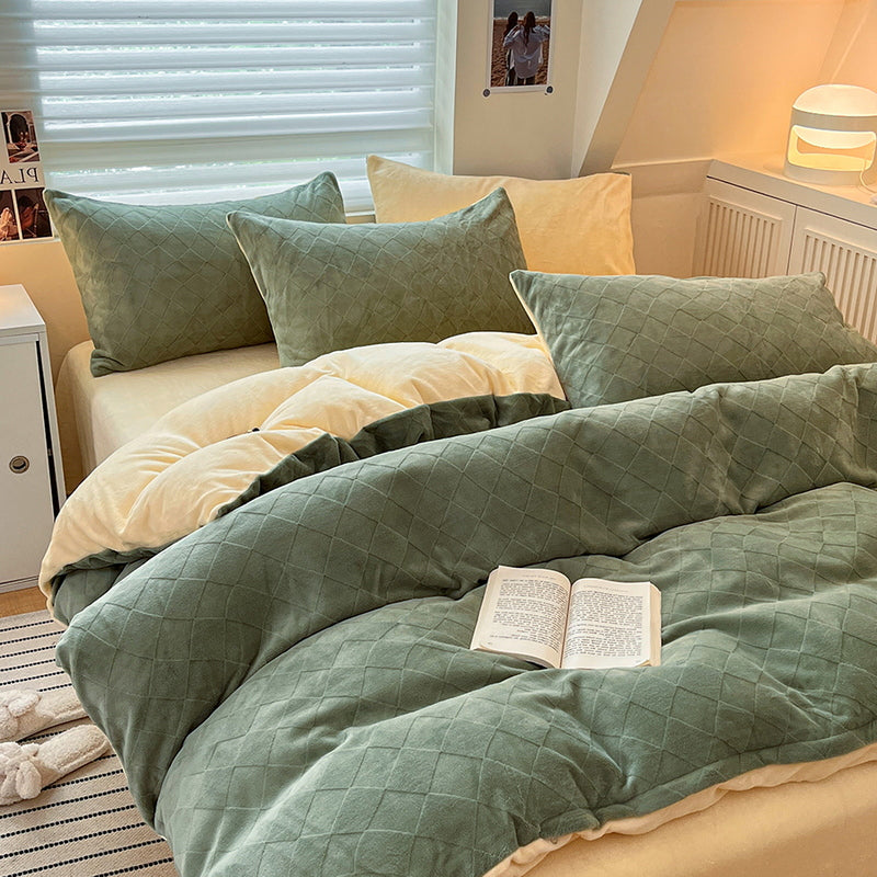 Embossed Milk Velvet Bedding Set