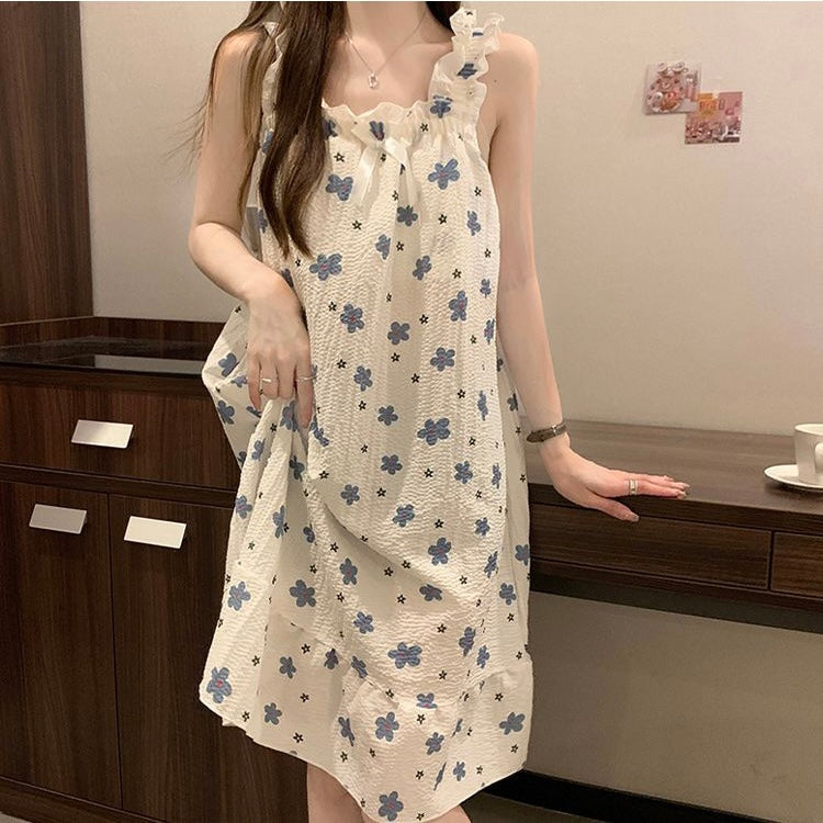 Blue Floral Nightgown