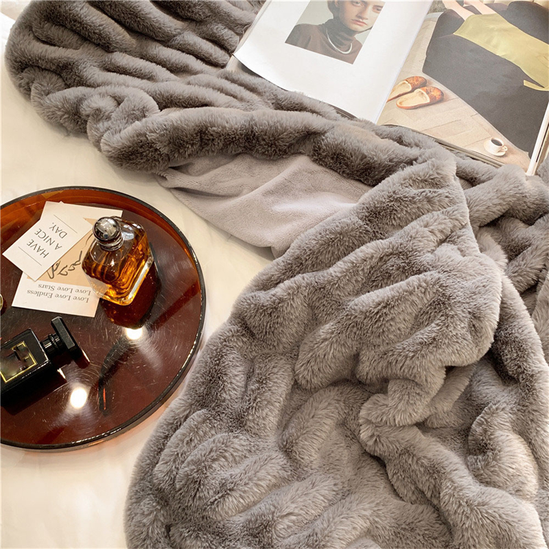 Faux Rabbit Fur Winter Blanket