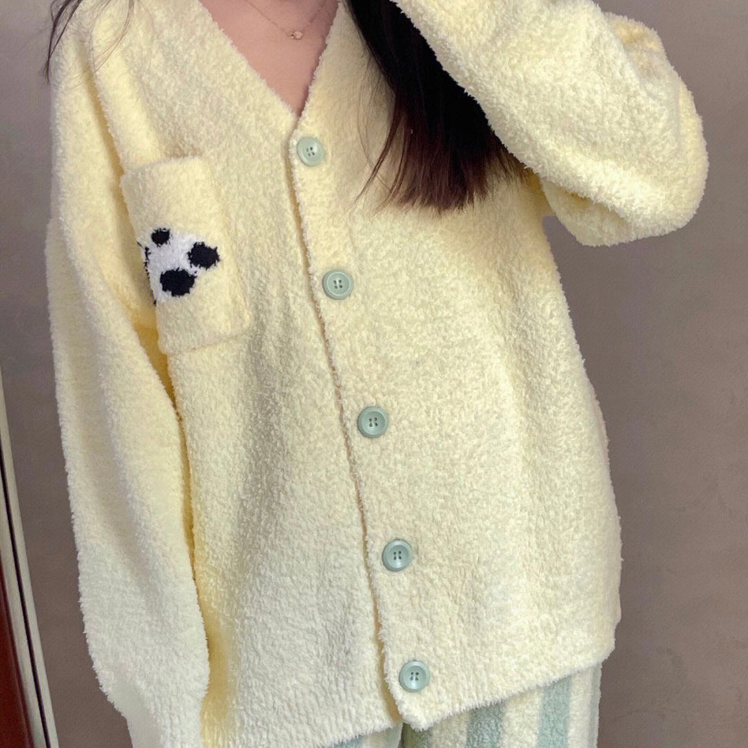 Panda Macaron Pajama Set - L / Yellow