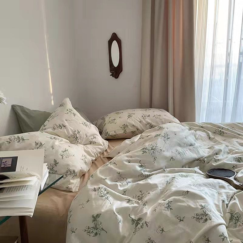 Korean Retro Floral Bedding Set