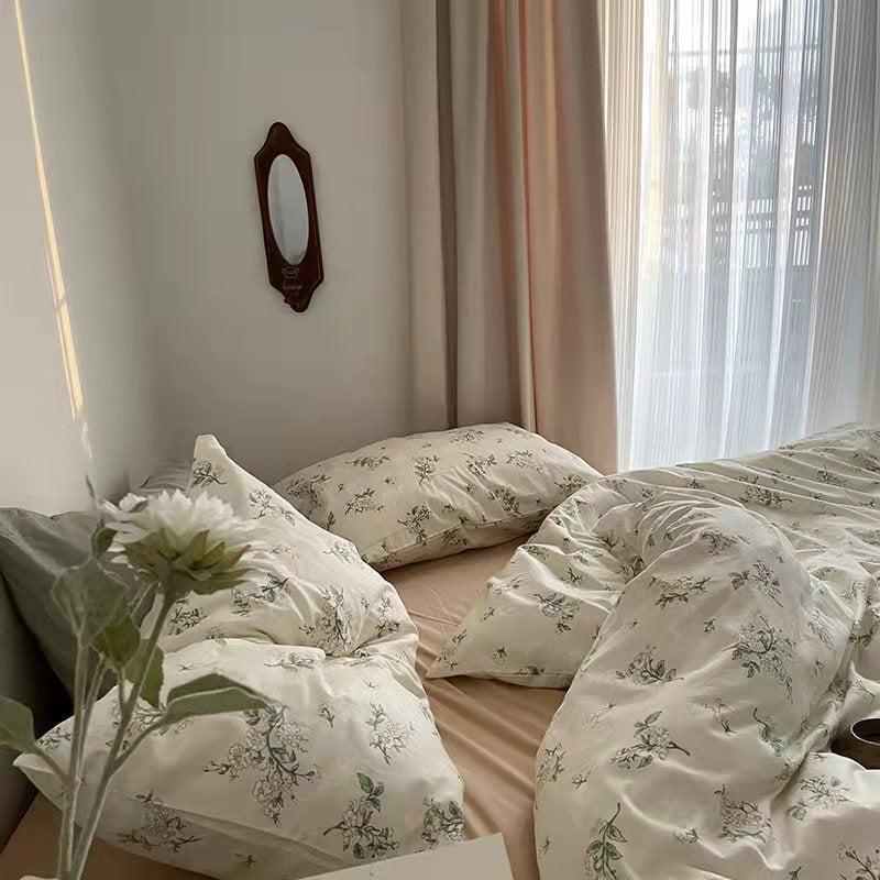 Korean Retro Floral Bedding Set
