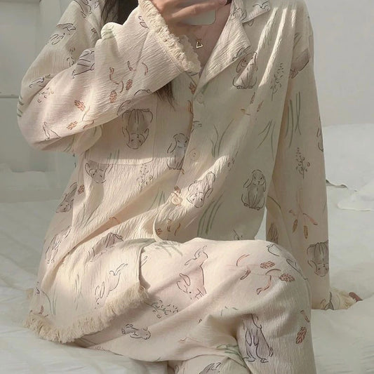 Rabbit Cotton Yarn Pajama Set