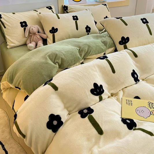 Floral Print Warm Bedding Set